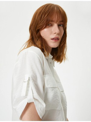 Koton Kısa Kollu Gömlek Kapaklı Cep Detaylı Rahat Kalıp