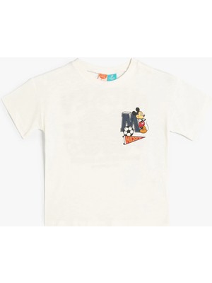 Koton Mickey Mouse Tişört Lisanslı Kısa Kollu Bisiklet Yaka Baskılı
