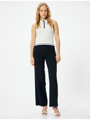 Koton Polo Yaka Üst Triko Düğmeli Saç Örgüsü Dokulu