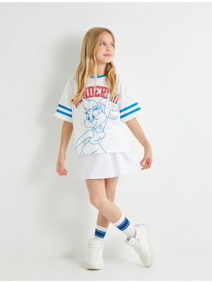 Koton Kız Çocuk Lola Bunny Lisanslı Pamuklu Kısa Kollu Spor Tişört Ekru Renk 5 - 6 Yaş