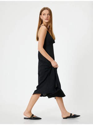 Koton Midi Askılı Elbise Kruvaze Yaka A Form