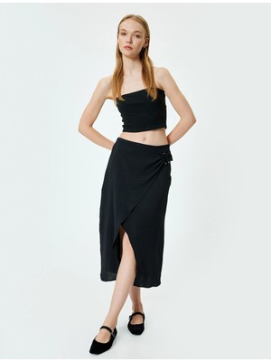 Koton Midi Etek Kruvaze Metal Aksesuarlı Standart Bel