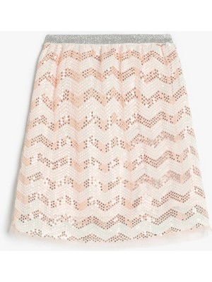 Koton Pullu Payetli Etek Astarlı Beli Lastikli