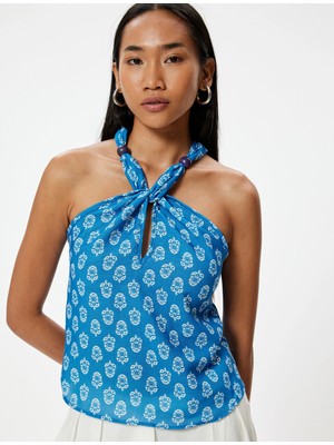 Koton Halter Yaka Üst Etnik Desenli