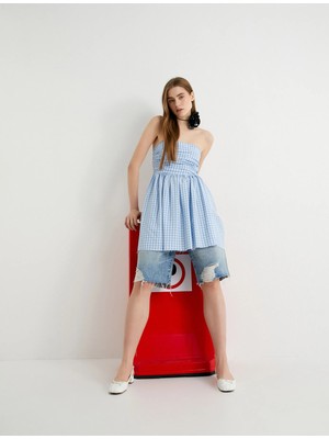 Koton Kot Bermuda Şort Bol Kalıp Yıpratılmış Kesik Paça Cepli