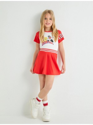 Koton Lisanslı Kız Çocuk Tişört Kısa Kol Bisiklet Yaka Tweety ve Sylvester Grafik Desenli