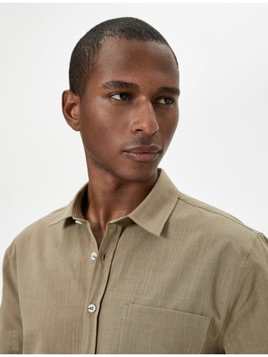 Koton Kısa Kollu Gömlek Slim Fit Klasik Yaka Düğmeli Cep Detaylı