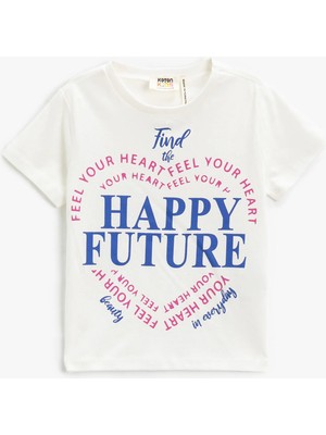 Koton Baskılı Tişört Kısa Kollu Bisiklet Yaka