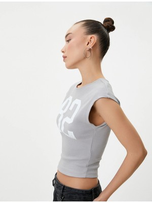 Koton Kolsuz Crop Tişört Bisiklet Yaka Slim Fit Pamuklu