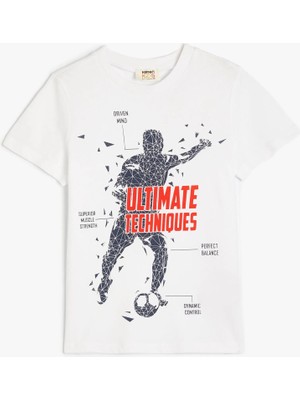 Koton Futbol Baskılı T-Shirt Kısa Kollu Bisiklet Yaka Pamuklu