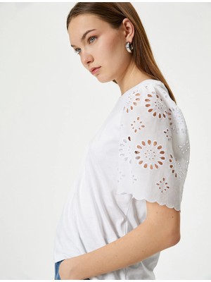 Koton Kolları Fistolu Tişört Kısa Kollu Bisiklet Yaka