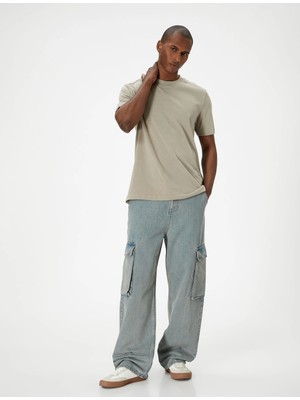 Koton Bol Kot Pantolon Kargo Cepli Düğmeli Geniş Paça