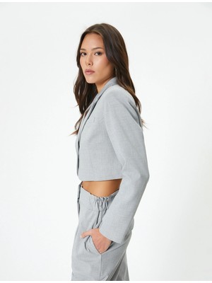 Koton Crop Blazer Ceket Tek Düğmeli Cep Detaylı