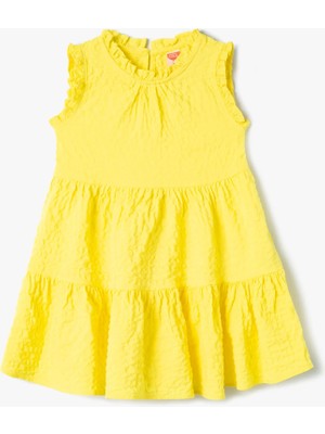 Koton Fırfırlı Kolsuz Sarı Elbise 1 - 1,5 Yaş Kız Çocuk İçin Katlı Şık Tasarım