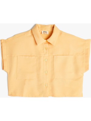 Koton Crop Gömlek Kısa Kollu Cep Detaylı Modal Kumaş