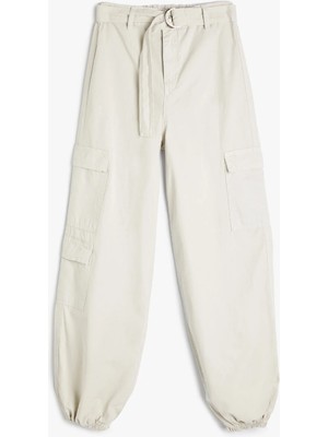 Koton Paraşüt Pantolon Kargo Cepli Kemerli Pamuklu