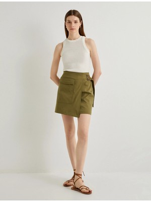 Koton Mini Kargo Etek Toka Detaylı Cepli Pamuklu Normal Bel