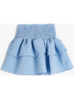 Koton Mini Etek Katlı Gipe Detaylı Kareli