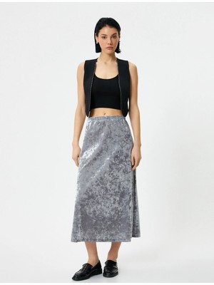 Koton Kadife Midi Etek Metalik Beli Lastikli