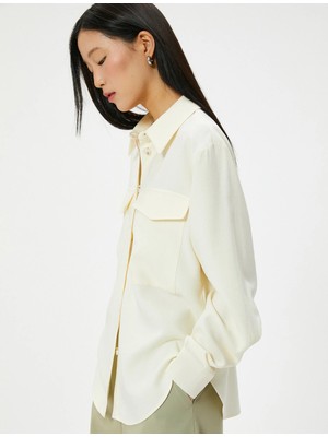 Koton Gömlek Ceket Uzun Kollu Kapaklı Cepli Düğmeli