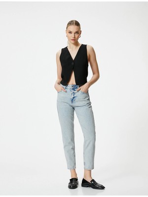 Koton Mom Fit Kot Pantolon Hafif Dar Paça Mom Jean