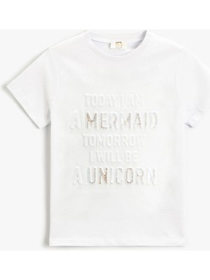 Koton Basic Baskılı Tişört Kısa Kollu Bisiklet Yaka Pamuklu