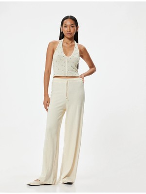 Koton Taşlı Kroşe Halter Yaka Üst Boyundan Bağlamalı