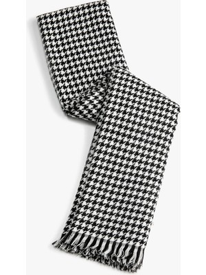 Koton Şal Kazayağı Desenli Püsküllü Yumuşak Dokulu