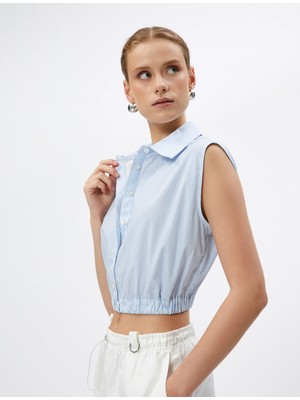 Koton Crop Gömlek Pencere Detaylı Kolsuz Pamuklu