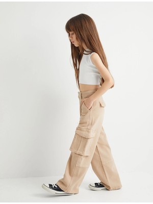 Koton Kargo Kot Pantolon Bol Paça Pamuklu - Wide Leg Jean