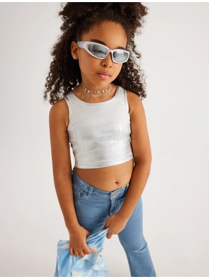 Koton Crop Atlet Kolsuz Yuvarlak Yaka Ribanalı