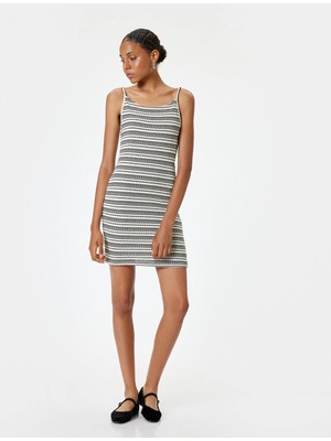 Koton Mini Elbise Ip Askılı Bisiklet Yaka Slim Fit