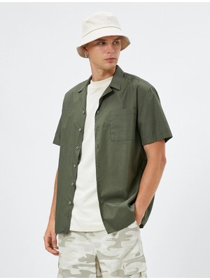 Koton Kısa Kollu Gömlek Devrik Yaka Cep Detaylı Pamuklu