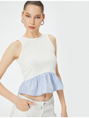 Koton Fırfırlı Atlet Çift Kumaş Detaylı Bisiklet Yaka