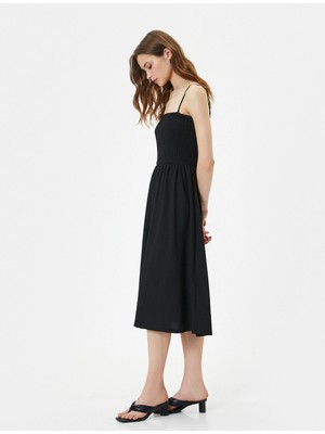 Koton Midi Elbise Gipeli Kare Yaka