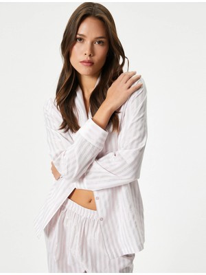 Koton Gömlek Yaka Pijama Üstü Uzun Kollu Düğmeli