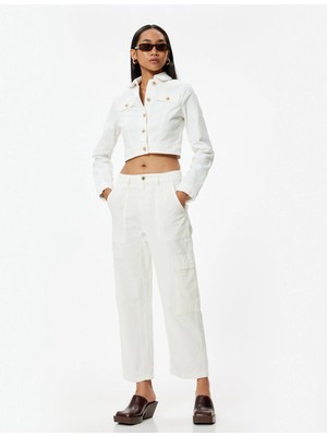 Koton Kargo Kot Pantolon Cep Detaylı Normal Bel Düz Paça Pamuklu