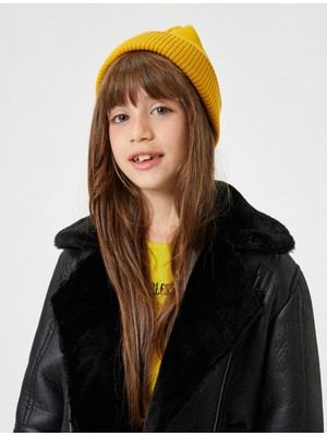 Koton Lastikli Örgü Basic Bere Sarı Renk Erkekler İçin Şık ve Konforlu Kış Aksesuarı