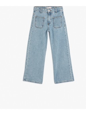 Koton Pamuklu Wide Leg Kot Pantolon Kız Çocuk 6 - 7 Yaş Rahat Kesim