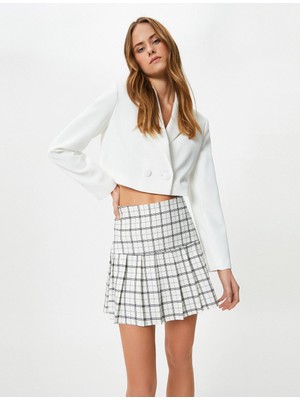 Koton Pileli Mini Etek Viskon Karışımlı