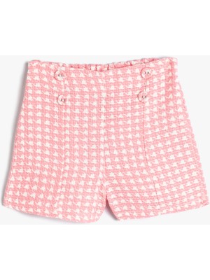 Koton Tüvit Şort Kazayağı Desenli Düğme Detaylı