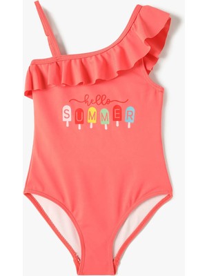 Koton Mayo Tek Omuz Askılı Baskı Detaylı Fırfırlı