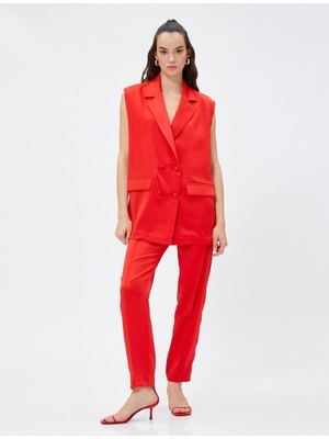 Koton Nervürlü Pantolon Düz Paça Yandan Fermuarlı