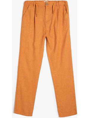 Koton Basic Pantolon Cepli Beli Bağlamalı Viskon Kumaş