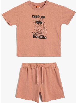 Koton Şort Tişört Takım Kaykay Temalı Baskılı