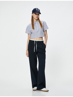 Koton Kısa Kollu Gömlek Crop Düğmeli Klasik Yaka Slim Fit