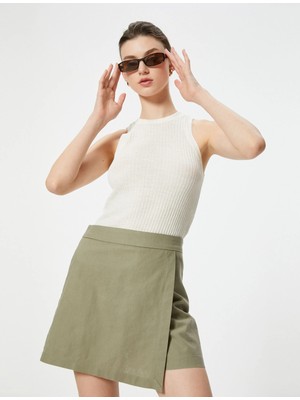 Koton Mini Şort Etek Keten Karışımlı