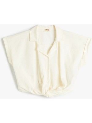 Koton Crop Gömlek Kısa Kollu Önden Bağlamalı