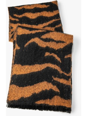 Koton Atkı Zebra Desenli Yumuşak Dokulu Püsküllü