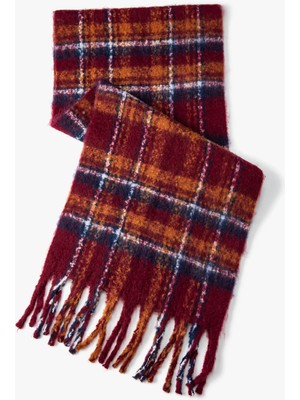 Koton Ekose Atkı Yumuşak Dokulu Püsküllü